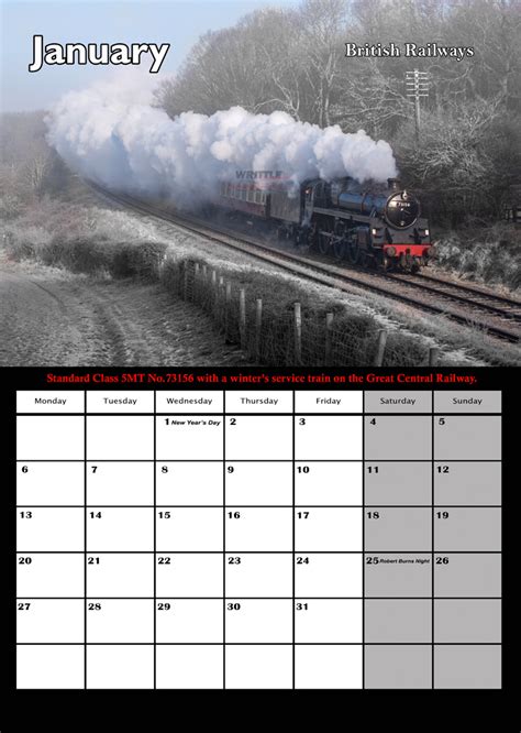 Steam Train Calendar Trude Elbertina