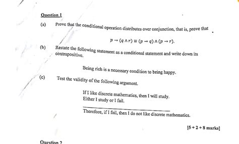 Solved Question 1a ﻿prove That The Conditional Operation