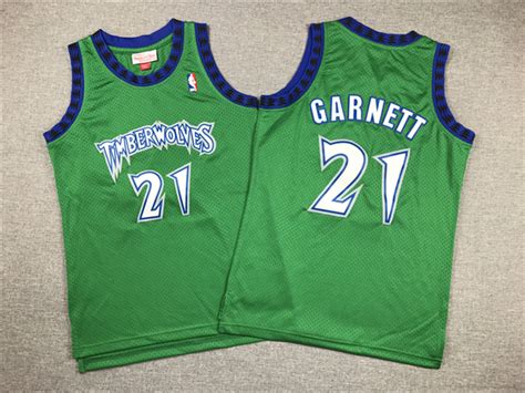 Minnesota Timberwolves 21 Kevin Garnett Youth 1997 98 Green Hardwood