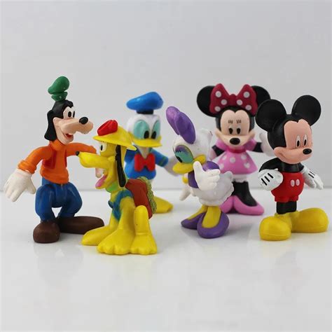 6pcs/lot cartoon Mickey figures toy doll Donald Duck goofy dog pluto ...