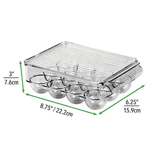 Mdesign Stackable Plastic Covered Egg Tray Holder Storage Container