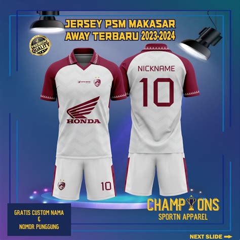 Jual Jersey Berkerah Klub PSM MAKASAR AWAY Terbaru 2023 2024 Liga 1