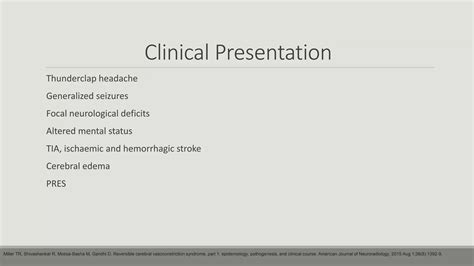 Reversible Cerebral Vasoconstriction Syndrome Ppt