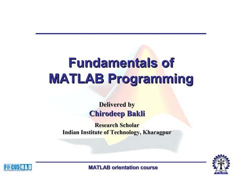 Matlab Fundamentals Of Matlab 2 Ppt