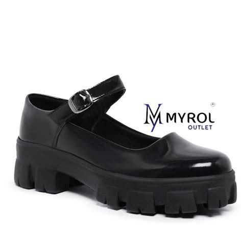 Sapato Mary Jane Plataforma - Sapato Boneca Feminino Plataforma Mary Jane Tratorado Confortavel Myrol ...