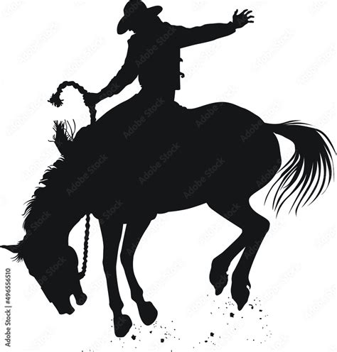 Grafika Wektorowa Stock Vector Silhouette Of A Rodeo Cowboy Riding A