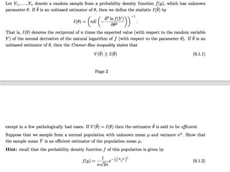 Solved Let Yi Yn Denote A Random Sample From A