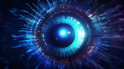 Premium AI Image Future Blue Eye Quantum Interface Linked Via