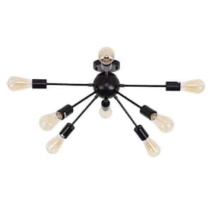 YANSUN 16 54 In 6 Light Black Unique Modern Sputnik Semi Flush Mount