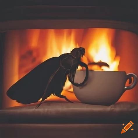 Image Of A Moth Enjoying Tea By The Fireplace On Craiyon