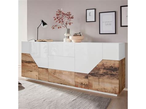 Buffet Salon Cuisine 220x40cm 4 Portes 3 Tiroirs Mavis Wood AHD Amazing