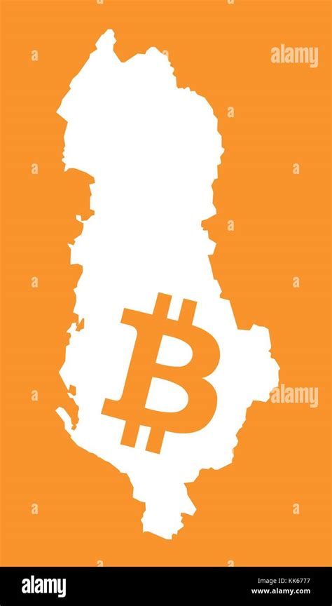 Albania map with bitcoin crypto currency symbol illustration Stock ...