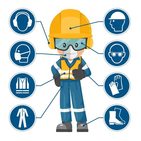 Worker His Personal Protective Equipment Set Industrial Safety