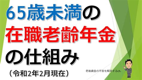 65歳未満の在職老齢年金の仕組み Youtube