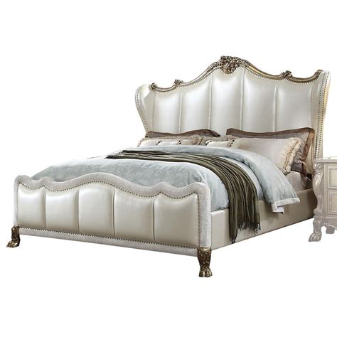 Pearl White Gold Patina Queen Bedroom Set Dresden Ii Q Acme