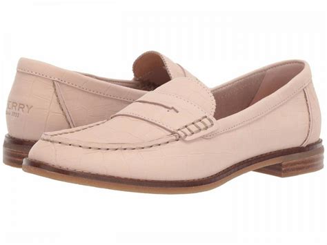 Sperry Womens Loafers Seaport Penny Croc Rose Dust Housebyt