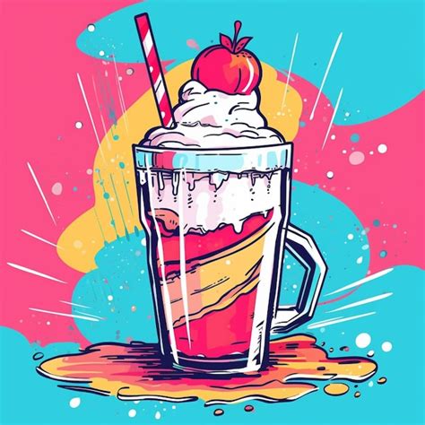 Premium Photo Illustration Of A Milkshake With Whipped Cream