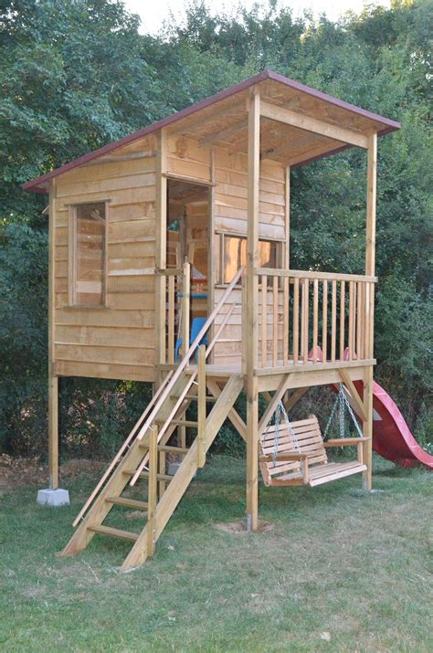 Cabane en bois traité sur pilotis pour enfant winny Artofit