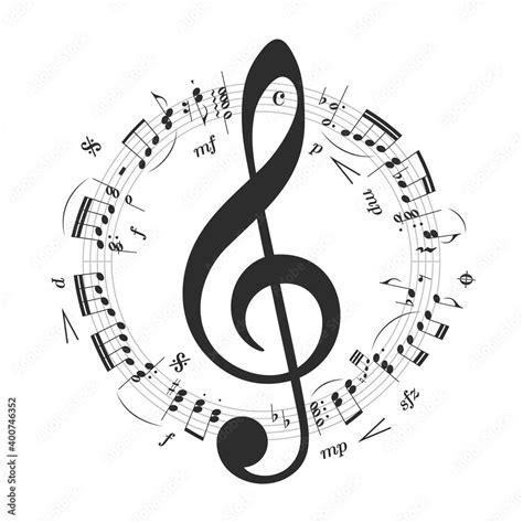 Vector Illustration With Musical Notation Symbols Treble G Clef Clef