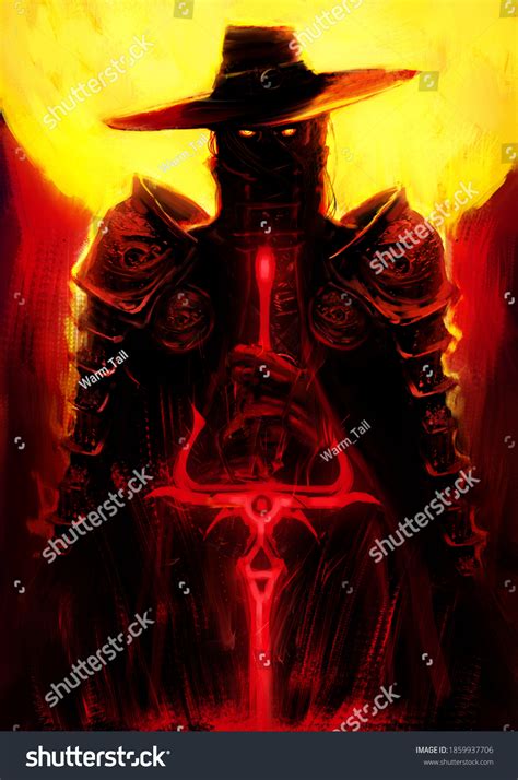 Sinister Demon Warrior Hat Plate Armor Stock Illustration 1859937706