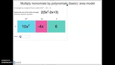 Multiply Monomials By Polynomials Basic Area Model Youtube