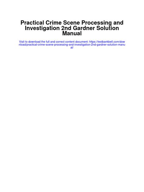 Practical Crime Scene Processing And Investigation 2nd Gardner Solution