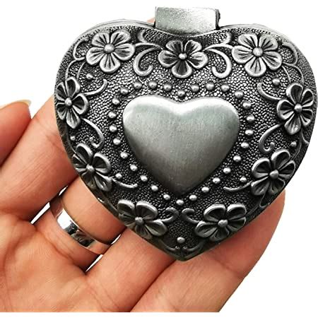 Hipiwe Vintage Heart Shape Jewelry Box Small Antique Ring Earrings