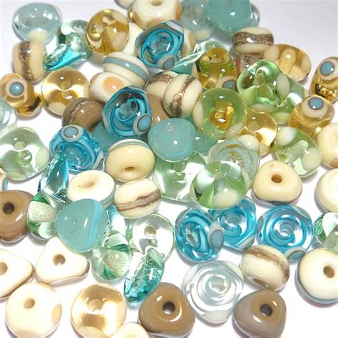 Beach Mix Handmade Glass Lampwork Beads Blue Topaz Ivory Etsy