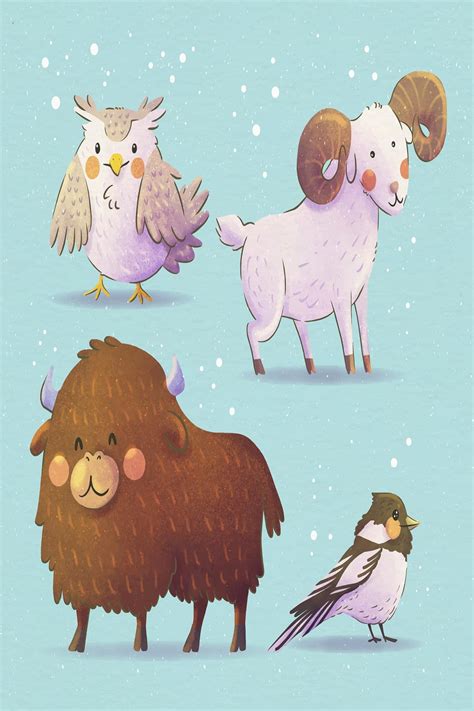 Watercolor winter animals - MasterBundles