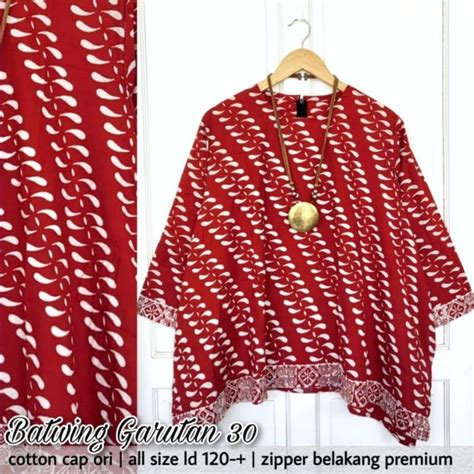 Jual Blouse Batik Batwing Centini Garutan Spesial Kemerdekaan Merah