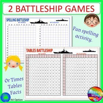 SPELLING and MULTIPLICATION BATTLESHIP Printable Game boards ...