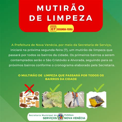 Prefeitura De Nova Venécia Realiza Mutirão De Serviço De Limpeza