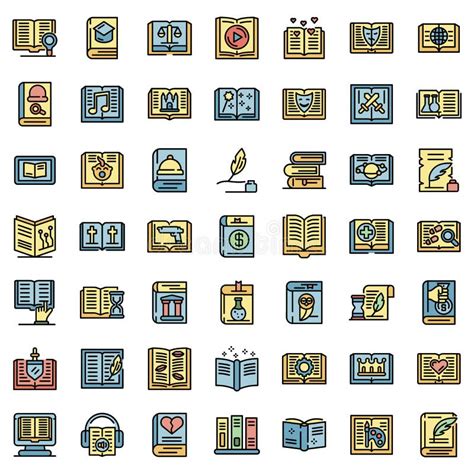 Literary Genres Icons Set Stock Illustrations Literary Genres