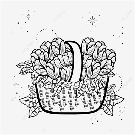 Coloring Page Flower In Bucket Flower Drawing Ring Drawing Bucket