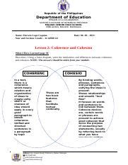 DARWIN CAPUNO Lesson 2 What I Have Learned Docx Republic Of The