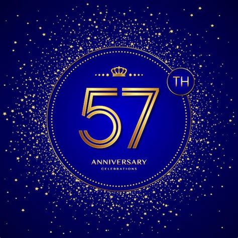 Premium Vector 57th Anniversary Logo With Gold Numbers And Glitter