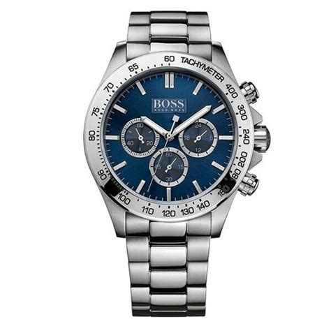 Hugo Boss Ikon Blue Dial Silver Strap Chronograph Luxury Mens Watch Hb1512963 Uk