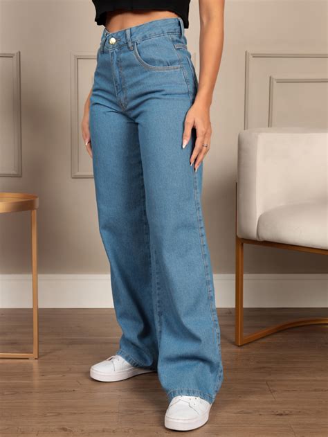 Emili Shein Emili Cal A Jeans Mom Feminina Casual Perna Larga Cintura