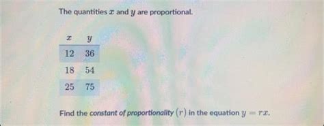 The Quantities X And Y Are Proportional Find The Constant Of