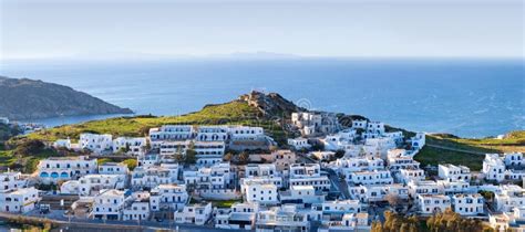 Panorama of Chora Town on Ios Island, Cyclades, Greece Stock Image ...