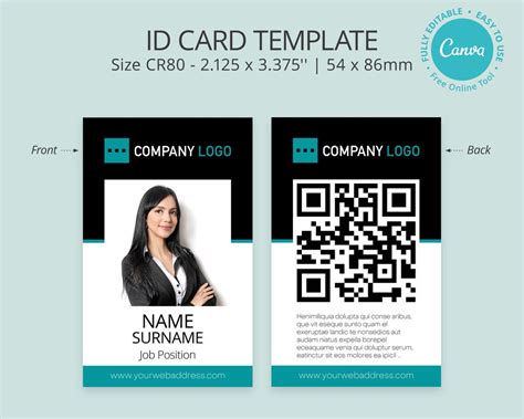 Editable Photo Id Card Template Printable Id Badge Canva Ph