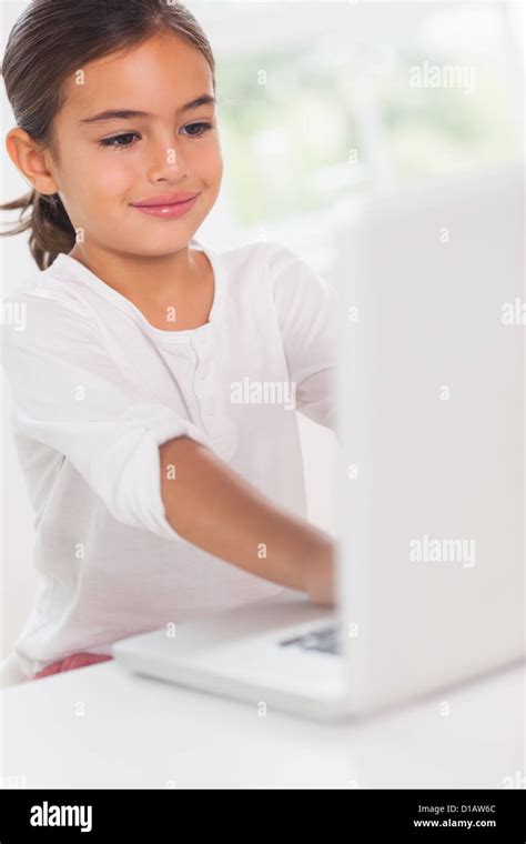 Child Using Laptop Stock Photo Alamy