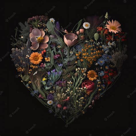 Premium Photo Wildflower Heart Wallpaper Leaves And Floral Pattern