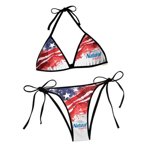 Natural Light Blur American Flag Triangle Beach Bikini Wakinar