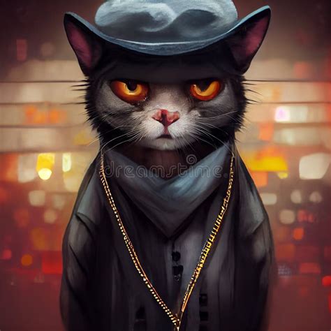 Gangster cat stock illustration. Illustration of chain - 267229106