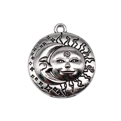 Free Ship Pcs Antique Silver Sun Moon Face Charms Pendant X Mm