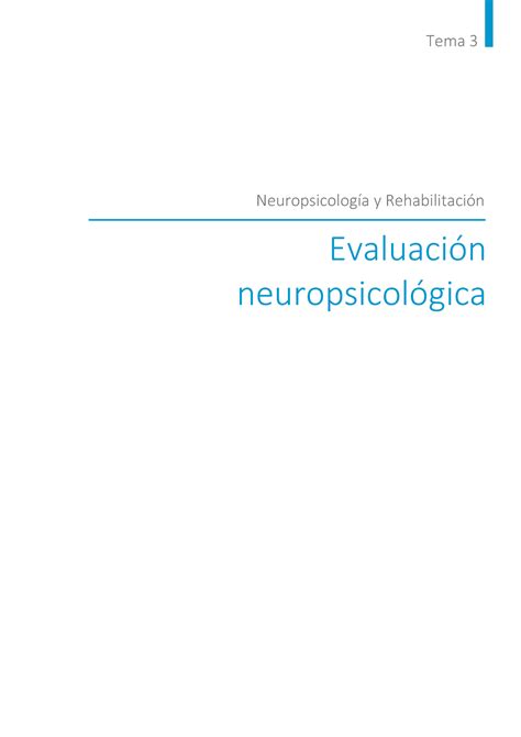 Tema Apuntes Del Profesor Tema Evaluaci N Neuropsicol Gica