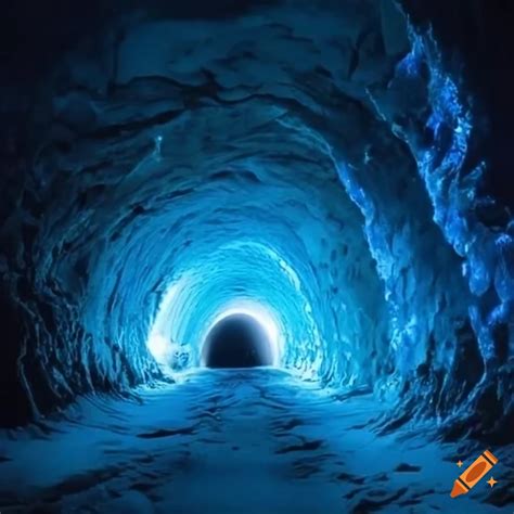 Photo Of A Cave With Glowing Blue Crystals On Craiyon