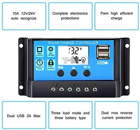 Powmr 20a Solar Charge Controller 12v 24v Auto Solar Panel Controller 20amp Pwm Solar