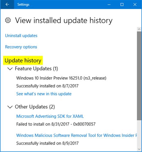 How To View Or Clear Update History In Windows 10 Password Recovery